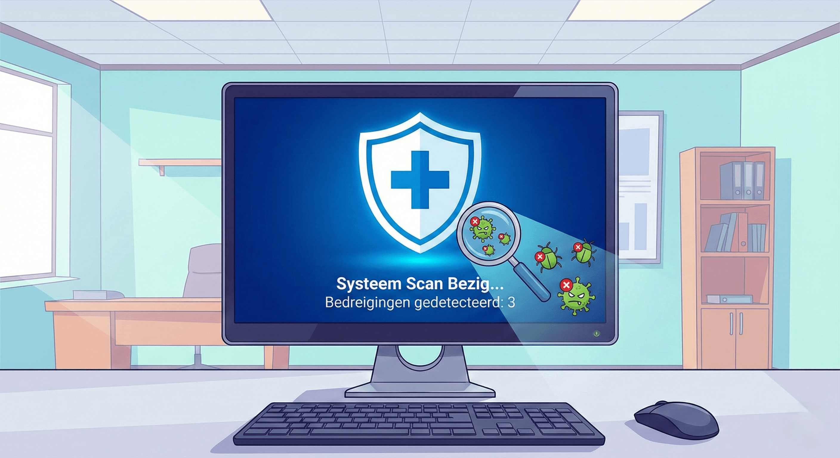 Antivirus software scant computer op malware en virussen.