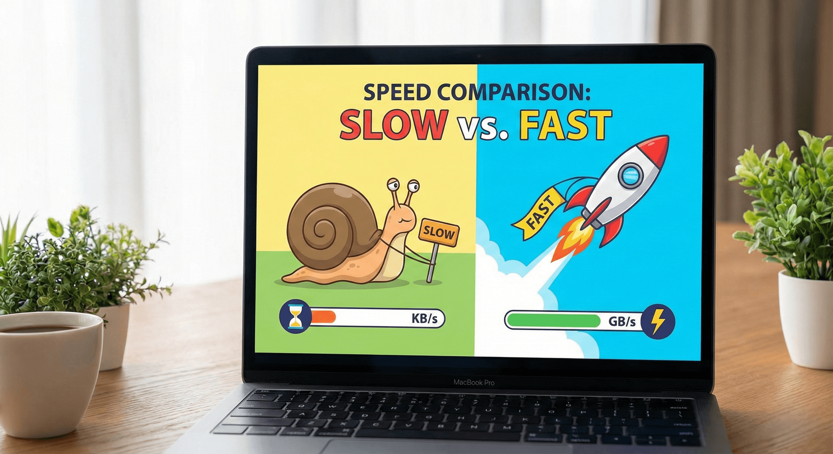 Snelheidstest van de laptop om prestaties te beoordelen voor aankoopbeslissing.