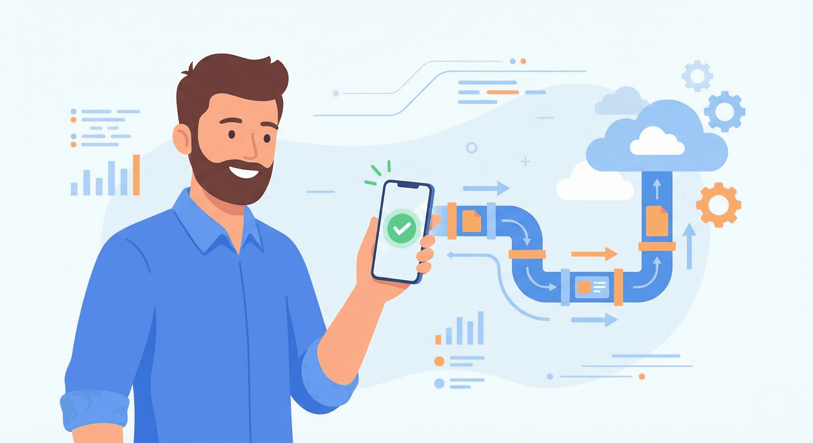 Tevreden klant die profiteert van snelle en consistente service door automatisering.